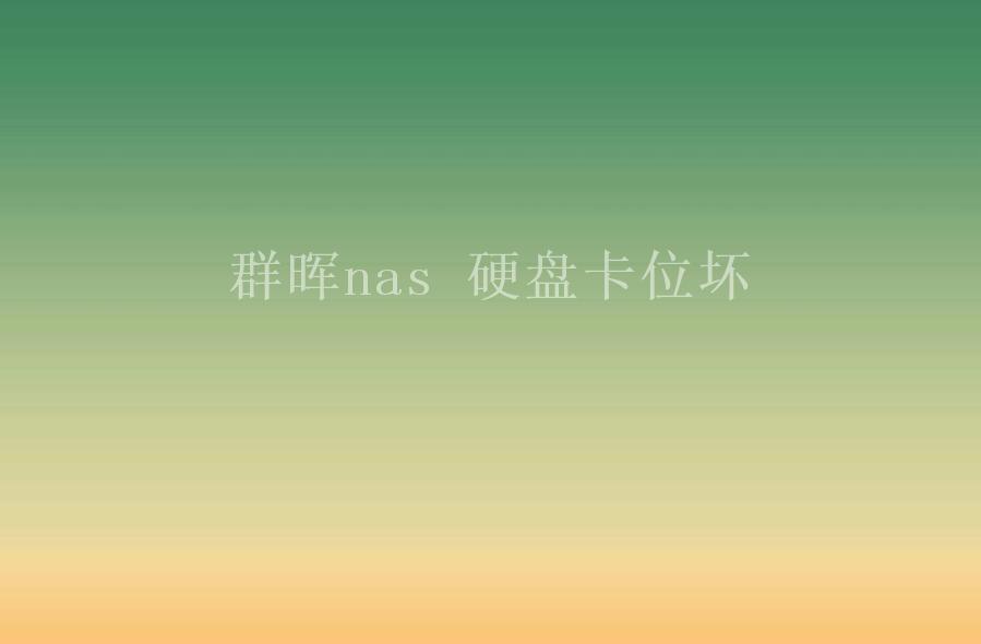 群晖nas 硬盘卡位坏1