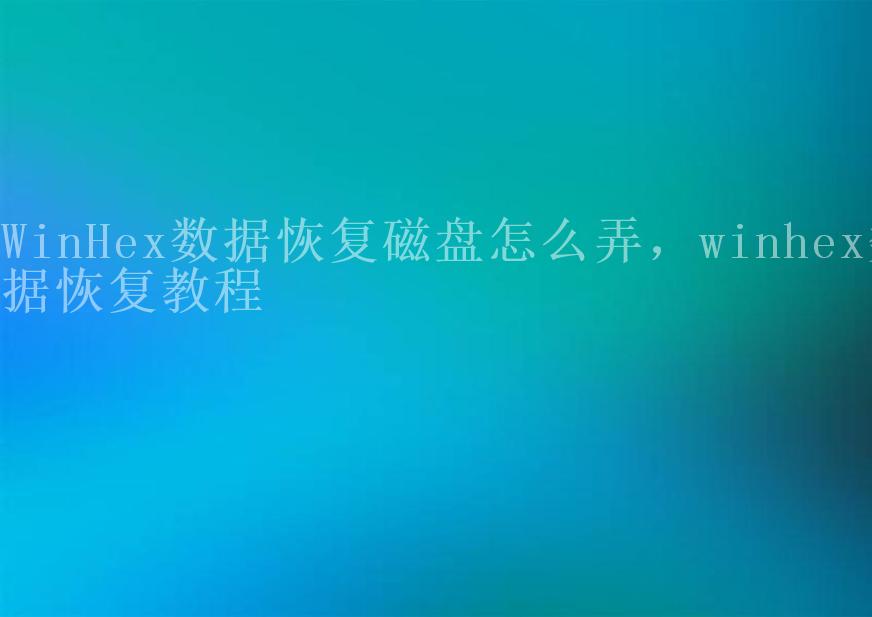 WinHex数据恢复磁盘怎么弄，winhex数据恢复教程2