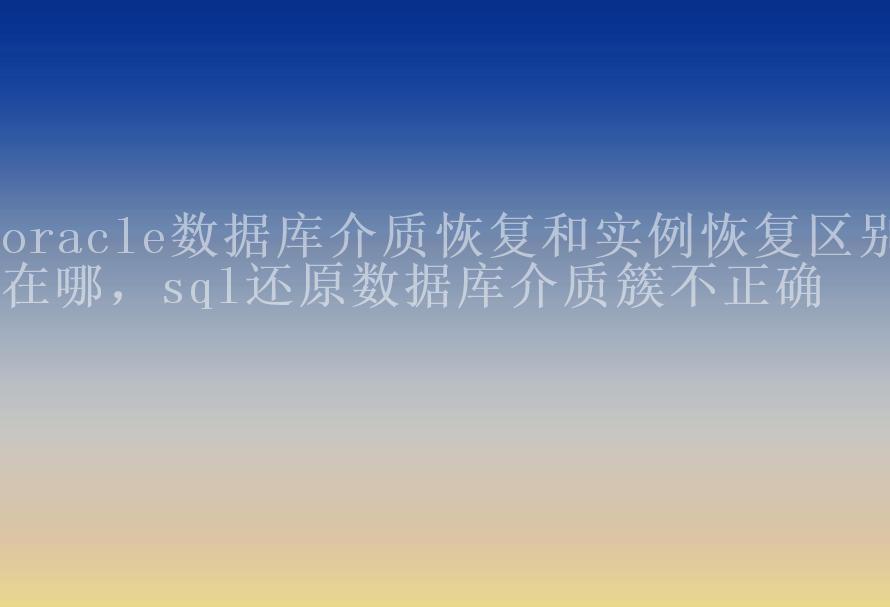 oracle数据库介质恢复和实例恢复区别在哪，sql还原数据库介质簇不正确2