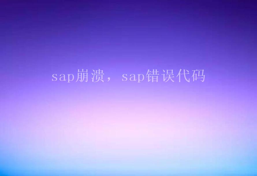 sap崩溃，sap错误代码1