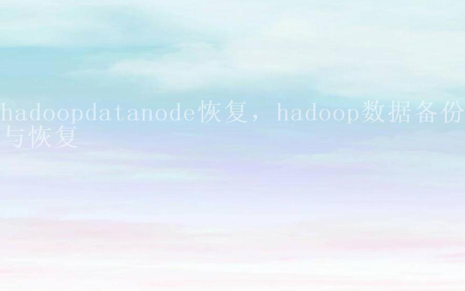 hadoopdatanode恢复，hadoop数据备份与恢复1