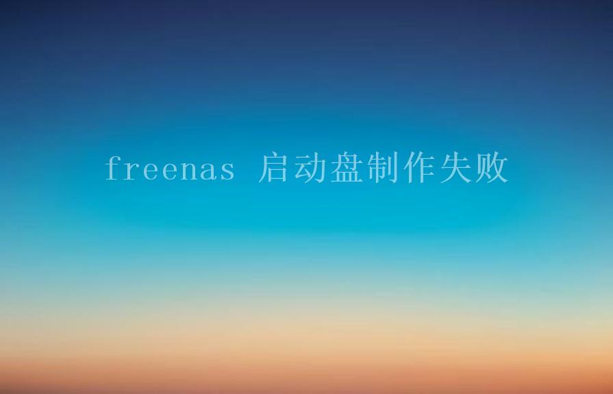 freenas 启动盘制作失败1