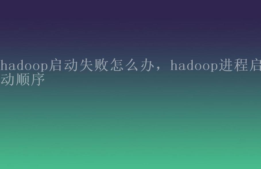 hadoop启动失败怎么办，hadoop进程启动顺序1