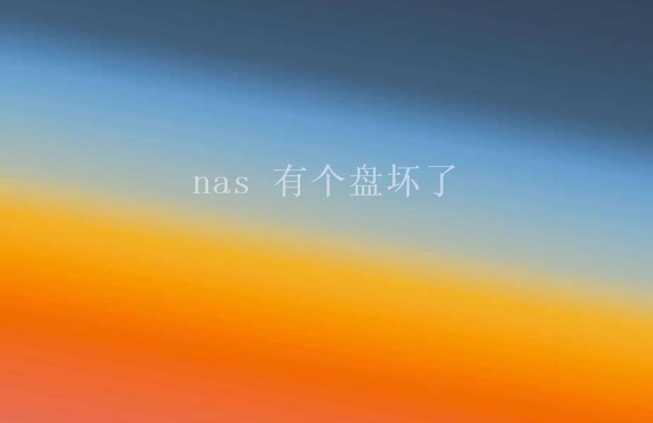 nas 有个盘坏了2