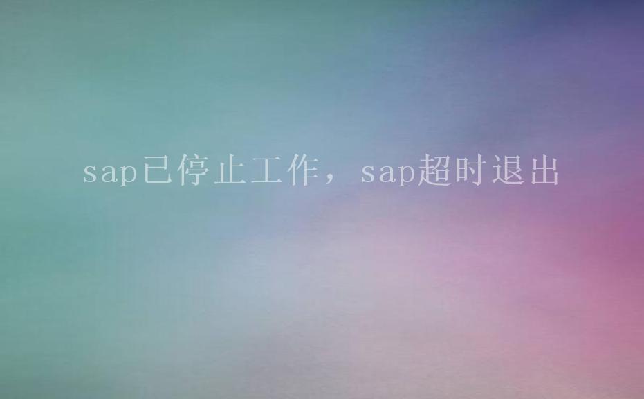 sap已停止工作，sap超时退出1