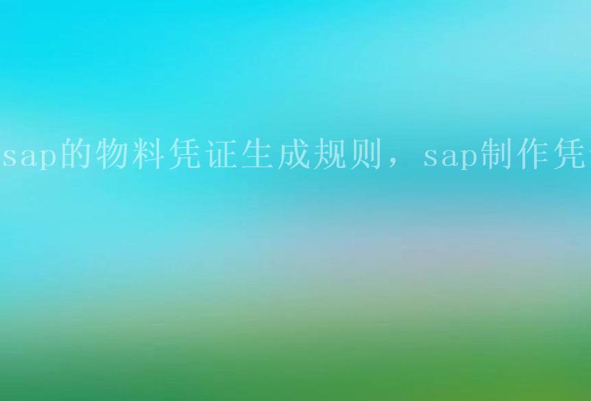 sap的物料凭证生成规则，sap制作凭证2