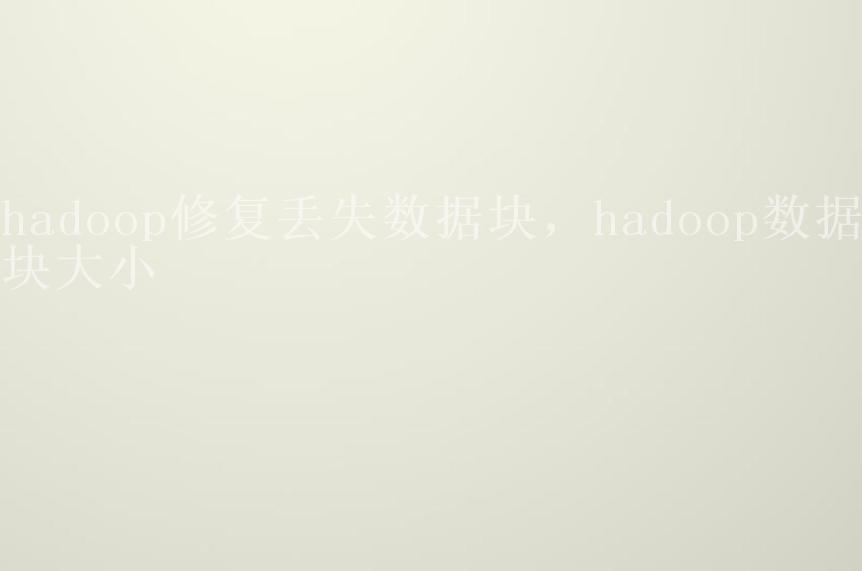 hadoop修复丢失数据块，hadoop数据块大小2