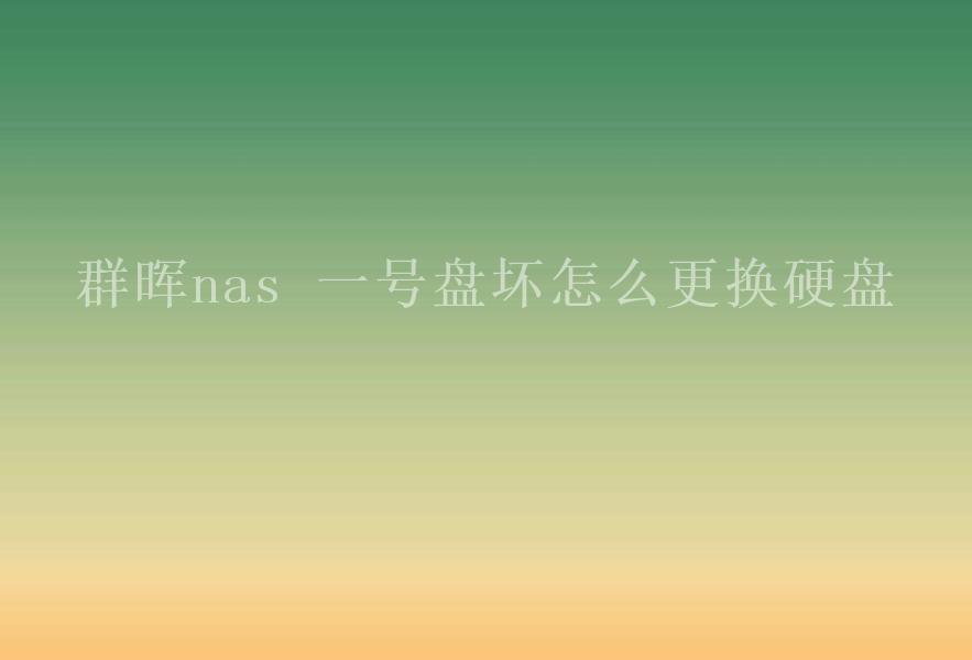 群晖nas 一号盘坏怎么更换硬盘1