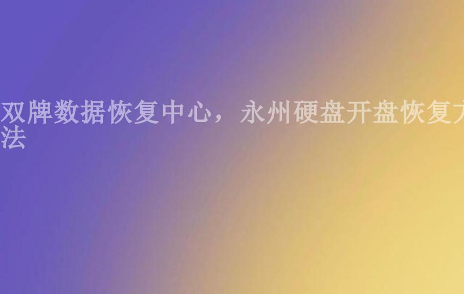 双牌数据恢复中心，永州硬盘开盘恢复方法1