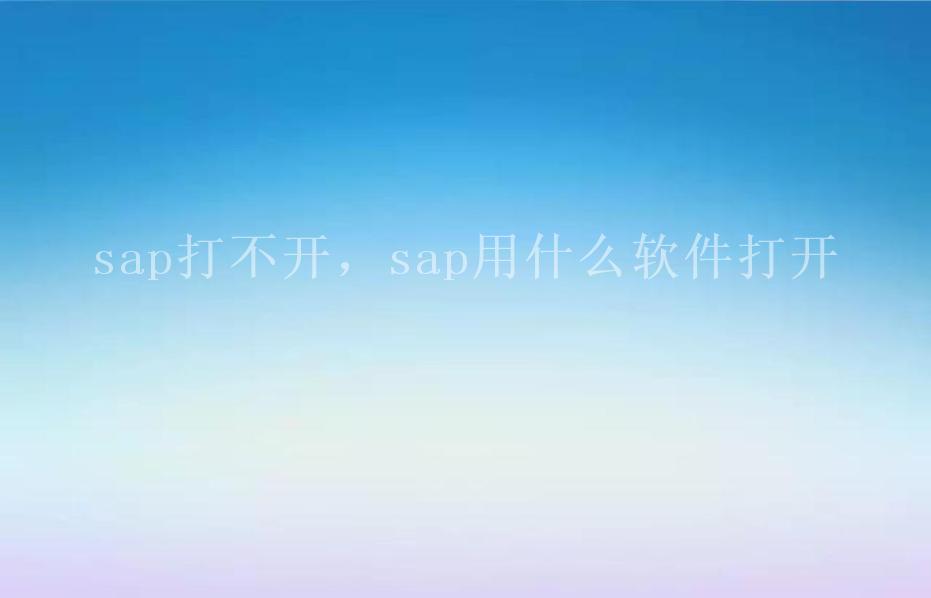 sap打不开，sap用什么软件打开2