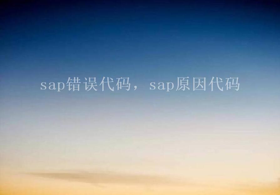 sap错误代码，sap原因代码2