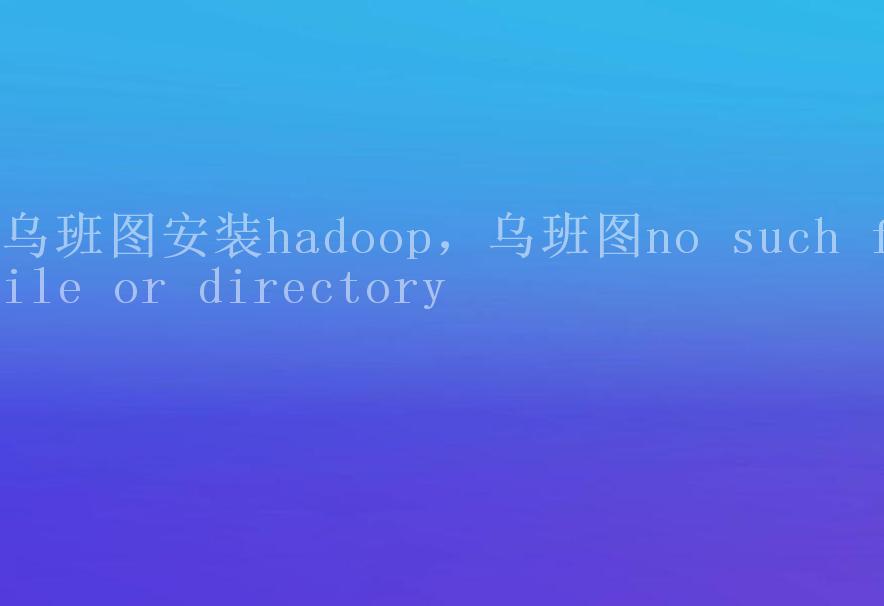 乌班图安装hadoop，乌班图no such file or directory1