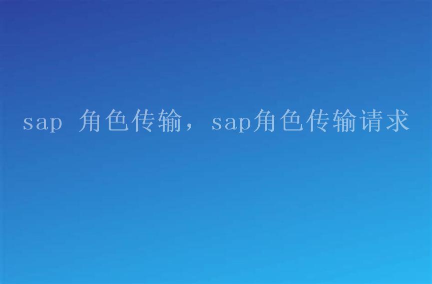 sap 角色传输，sap角色传输请求2