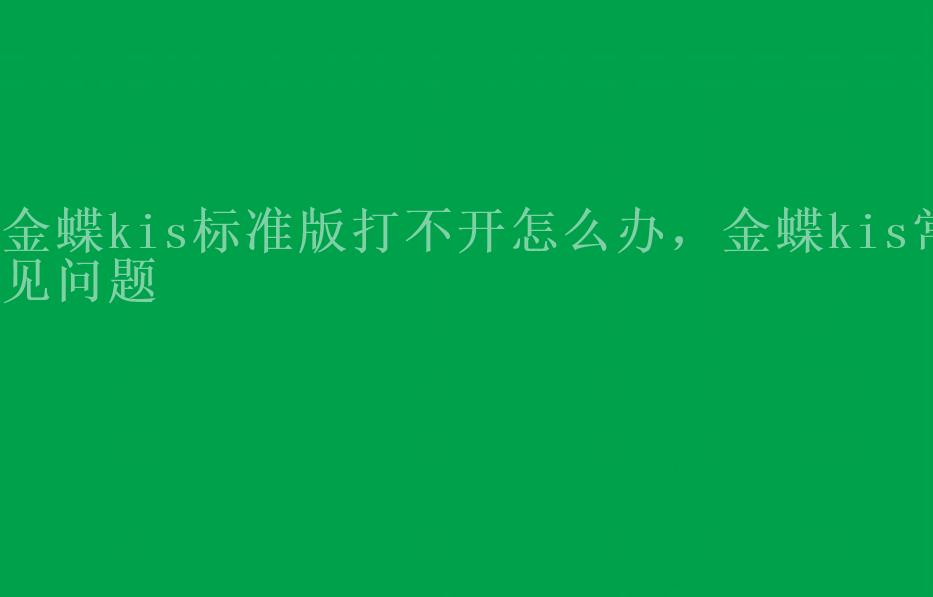 金蝶kis标准版打不开怎么办，金蝶kis常见问题2