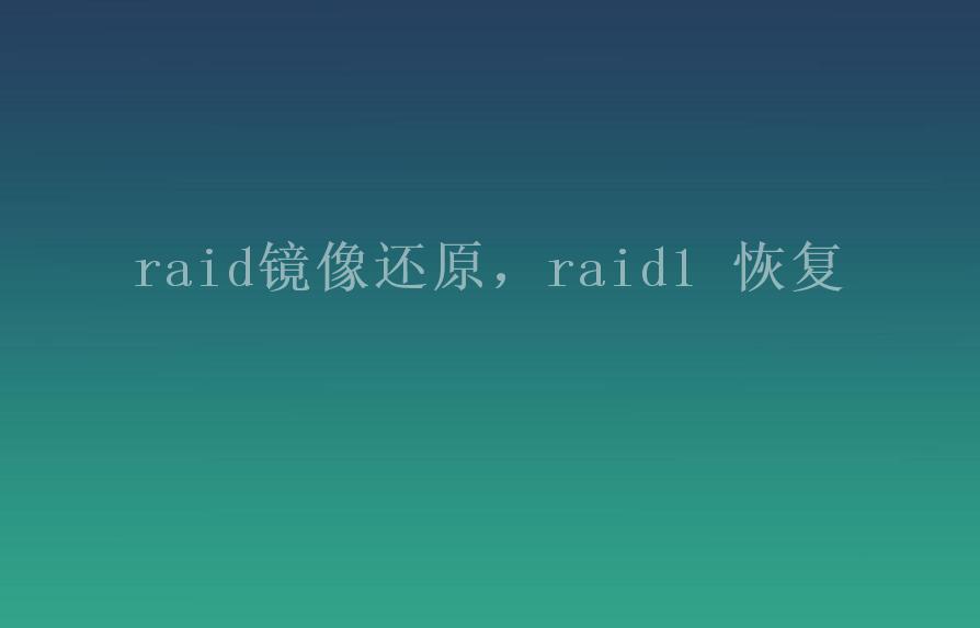 raid镜像还原，raid1 恢复2