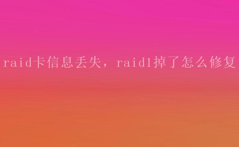 raid卡信息丢失，raid1掉了怎么修复1