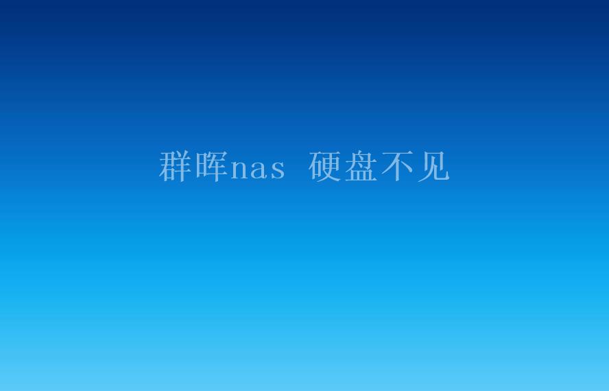 群晖nas 硬盘不见2