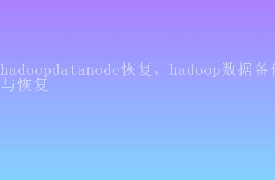 hadoopdatanode恢复，hadoop数据备份与恢复2