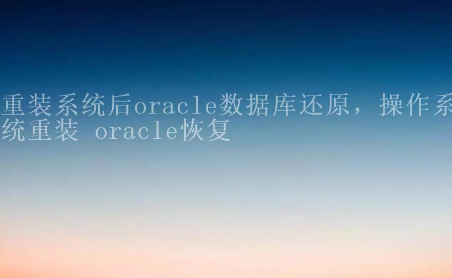 重装系统后oracle数据库还原，操作系统重装 oracle恢复2