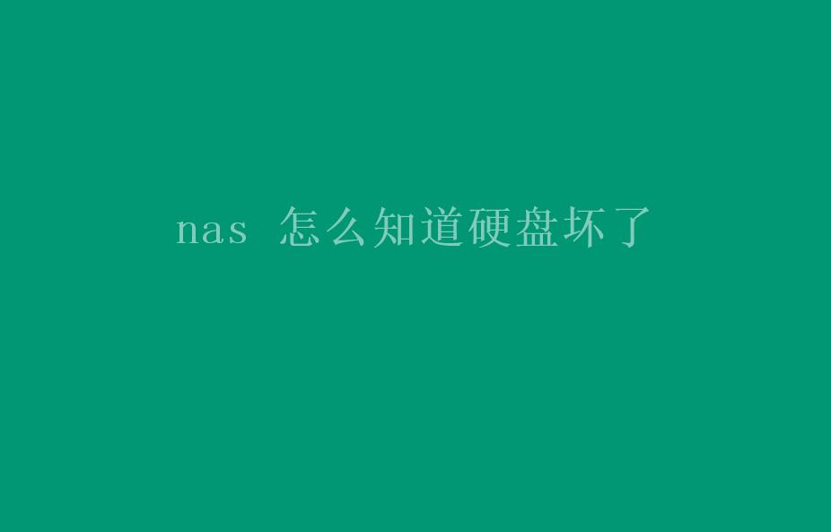 nas 怎么知道硬盘坏了1