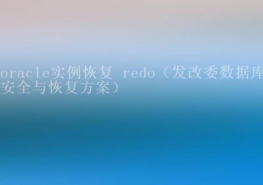 oracle实例恢复 redo（发改委数据库安全与恢复方案）1