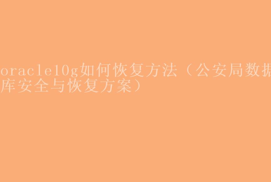 oracle10g如何恢复方法（公安局数据库安全与恢复方案）1