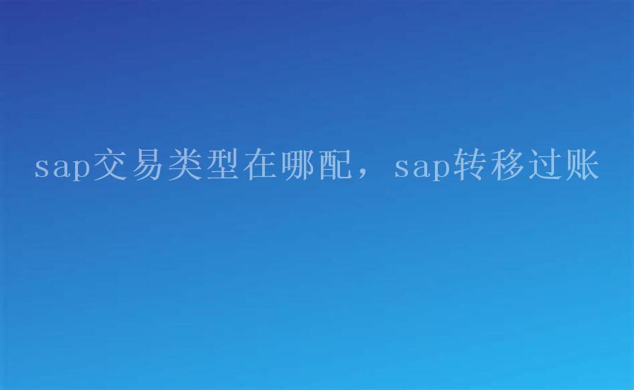 sap交易类型在哪配，sap转移过账2