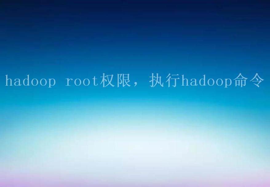 hadoop root权限，执行hadoop命令2