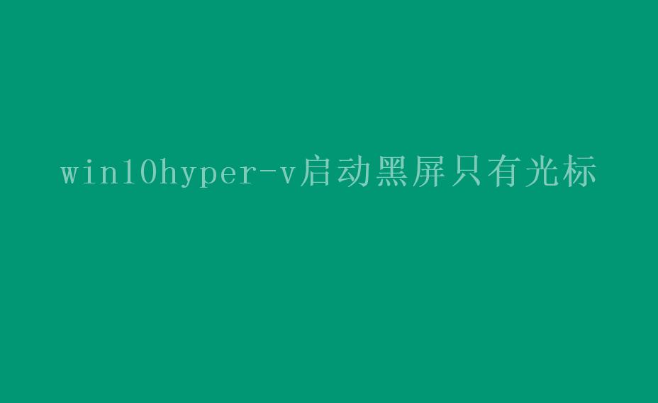 win10hyper-v启动黑屏只有光标2