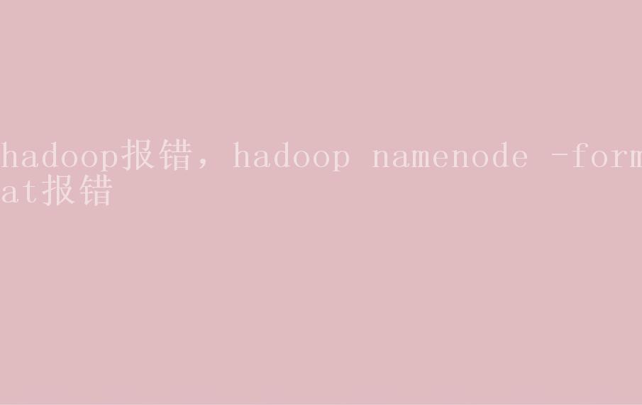 hadoop报错，hadoop namenode -format报错2