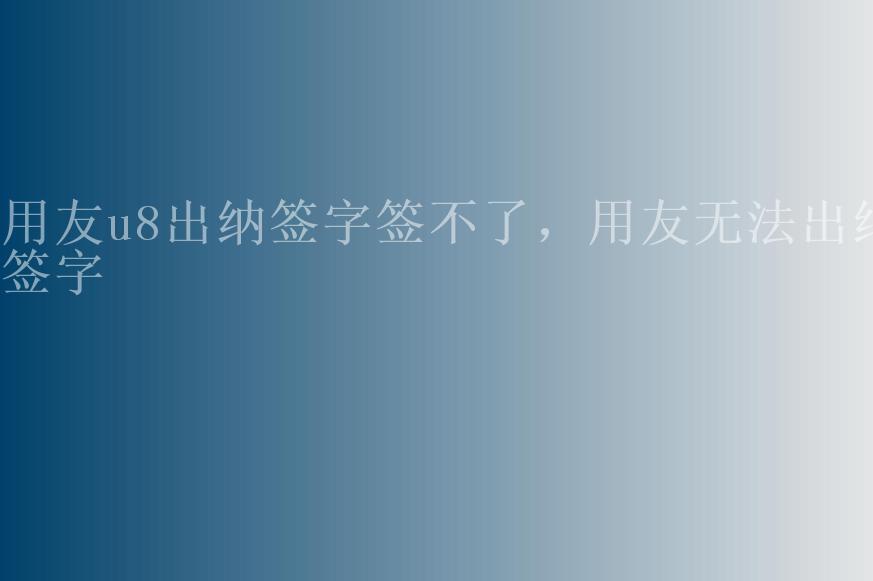 用友u8出纳签字签不了，用友无法出纳签字2