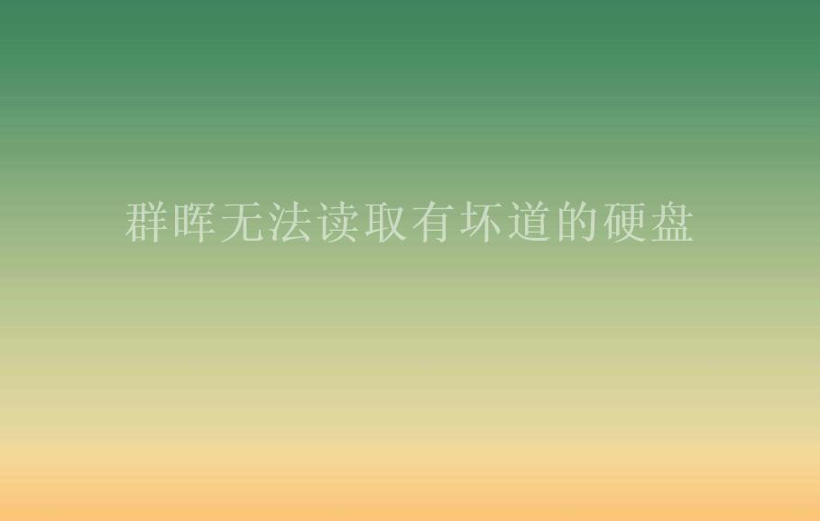 群晖无法读取有坏道的硬盘1