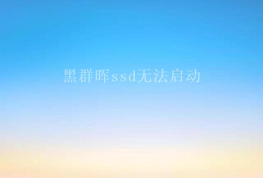 黑群晖ssd无法启动1