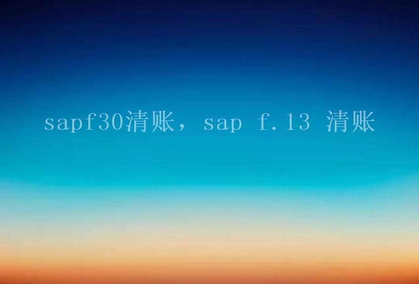 sapf30清账，sap f.13 清账2