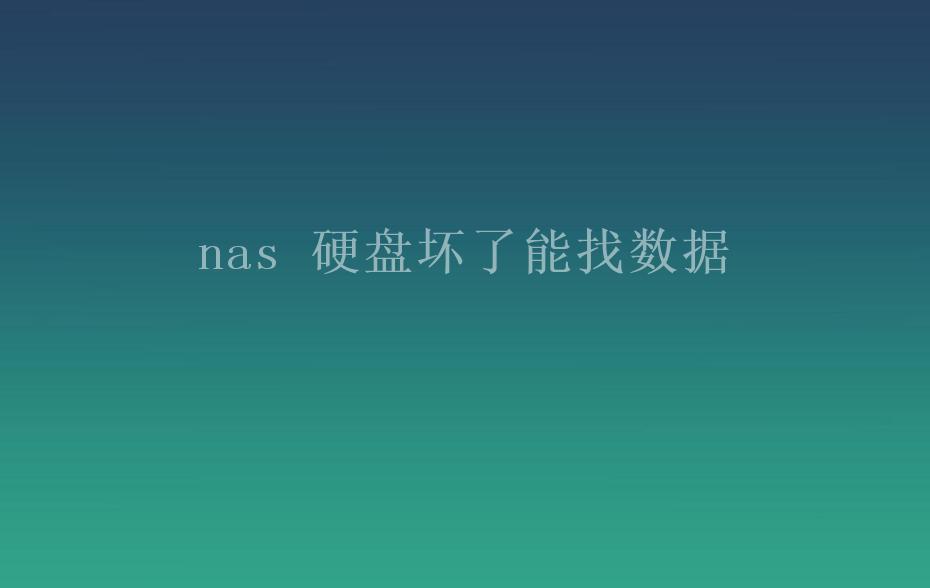 nas 硬盘坏了能找数据1