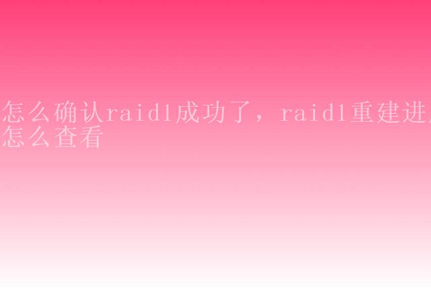 怎么确认raid1成功了，raid1重建进度怎么查看2