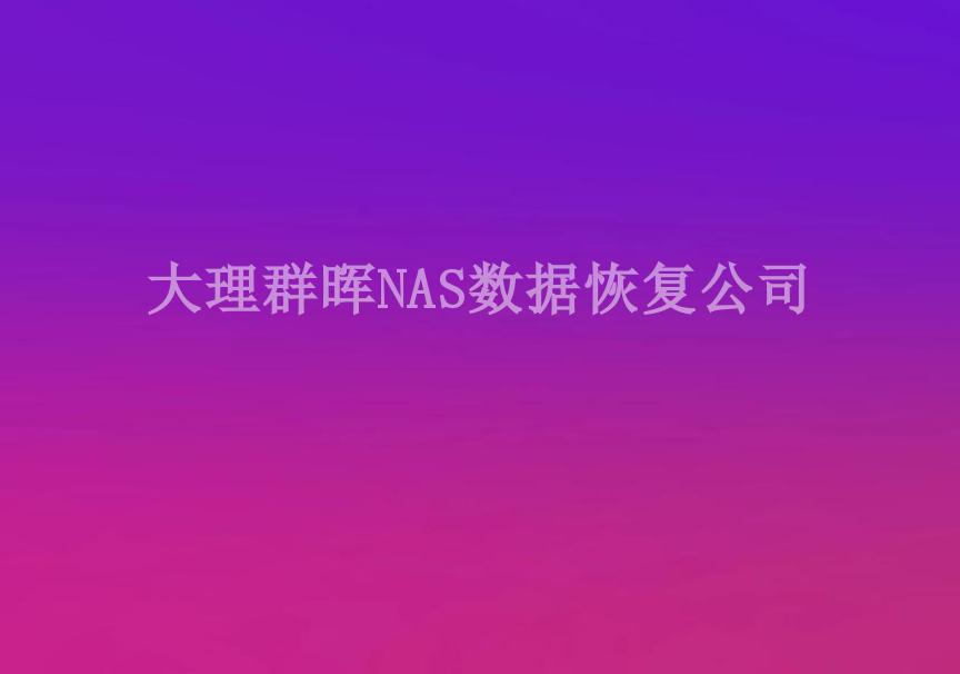 大理群晖NAS数据恢复公司2