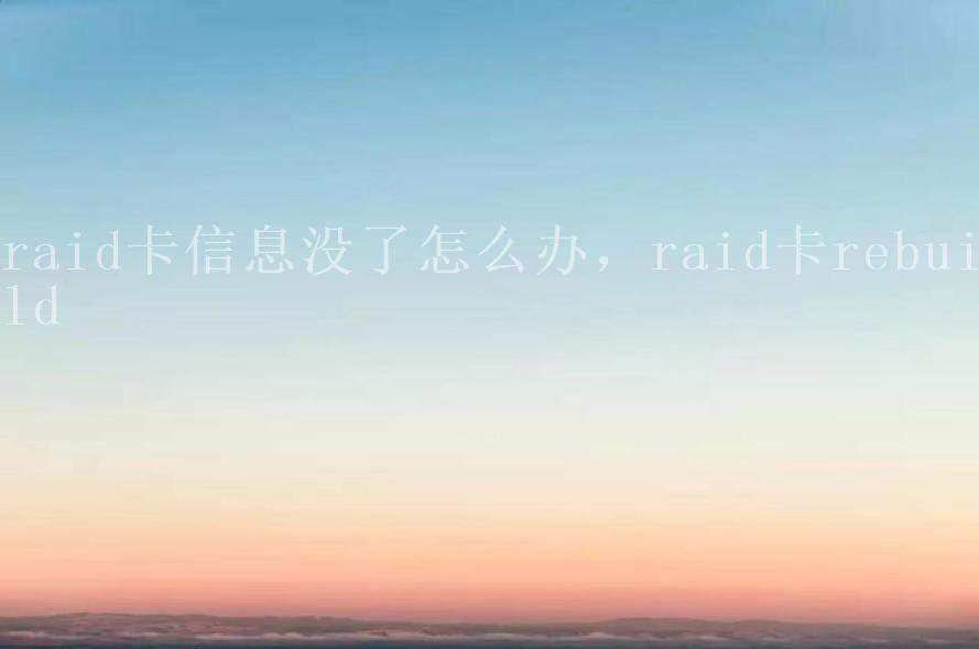 raid卡信息没了怎么办，raid卡rebuild2