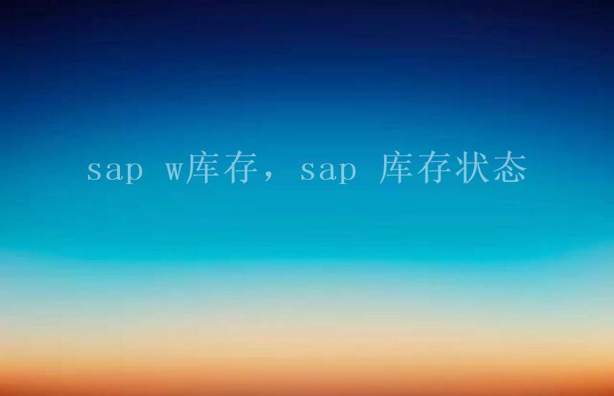 sap w库存，sap 库存状态2