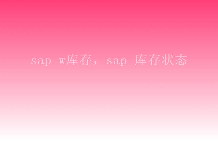 sap w库存，sap 库存状态1