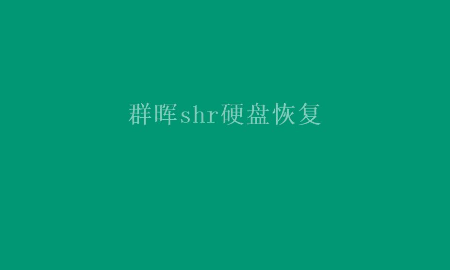 群晖shr硬盘恢复1