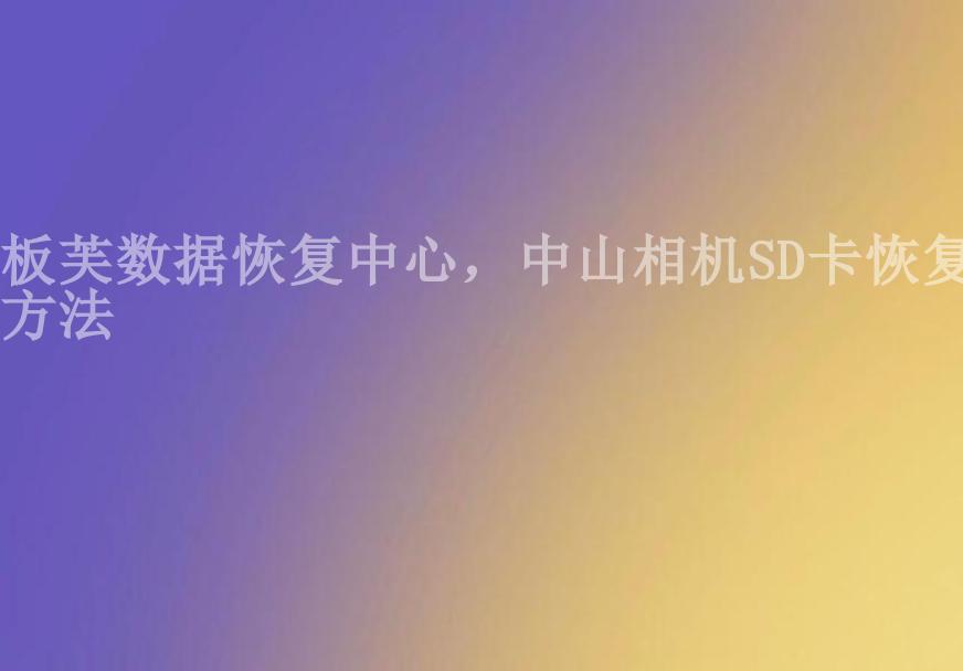 板芙数据恢复中心，中山相机SD卡恢复方法1