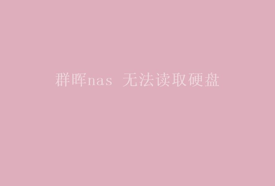 群晖nas 无法读取硬盘2