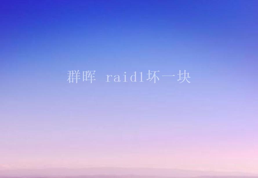 群晖 raid1坏一块2