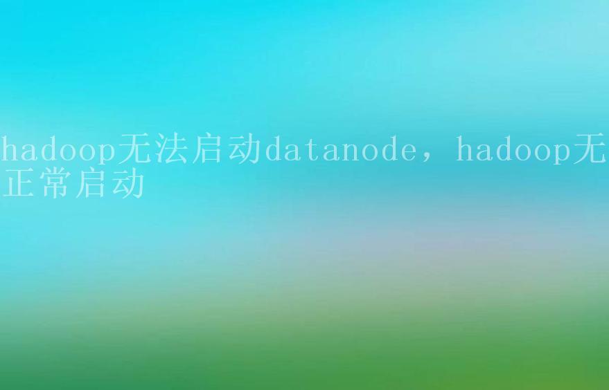 hadoop无法启动datanode，hadoop无法正常启动1