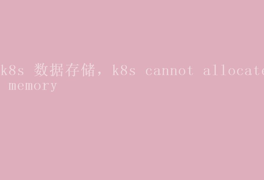 k8s 数据存储，k8s cannot allocate memory2