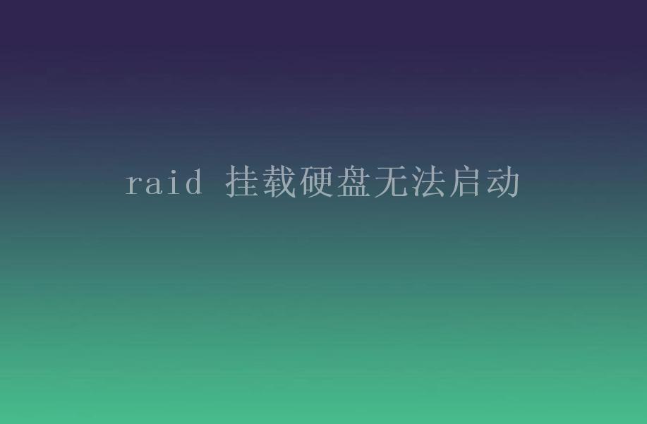 raid 挂载硬盘无法启动1