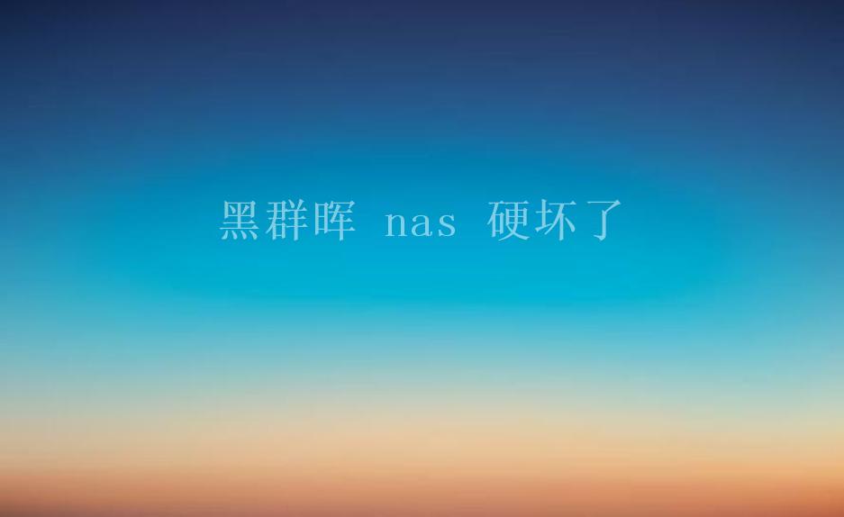 黑群晖 nas 硬坏了2