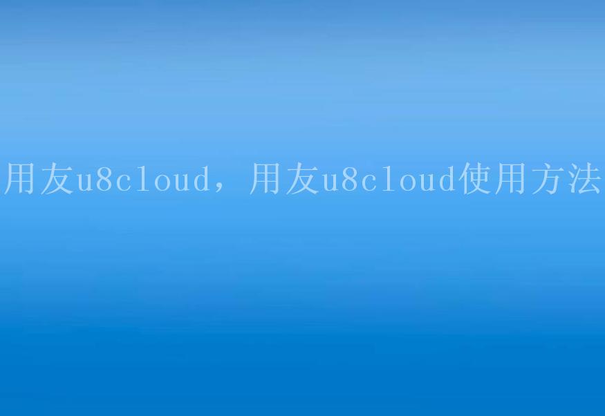 用友u8cloud，用友u8cloud使用方法2