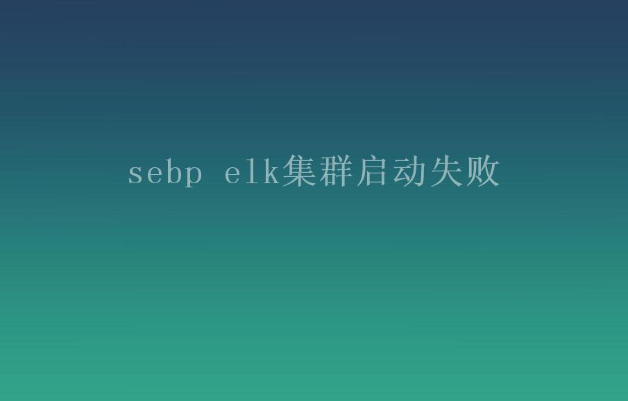 sebp elk集群启动失败2